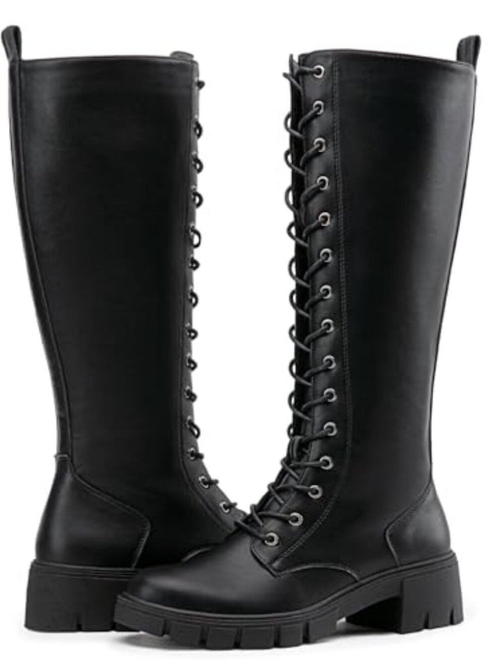 Vepose Women's Lace Up Platform Chunky Heel Knee High Combat Comfort Boots